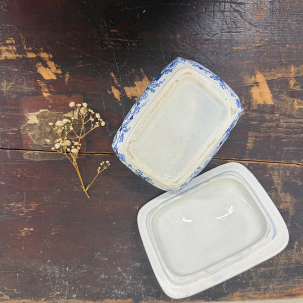 Antique Victorian Blue Transfer Soap Dish