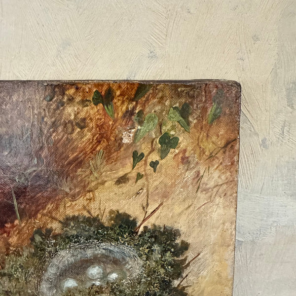 Antique Victorian Nest Painting on Canvas