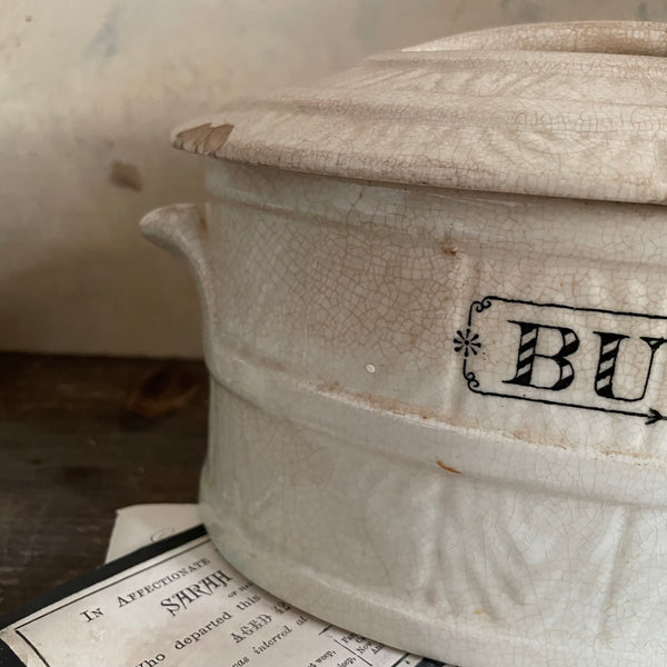 Victorian Worn & Weathered Butter Dish with Lid