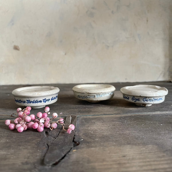 Three Victorian Eye Ointment Pots