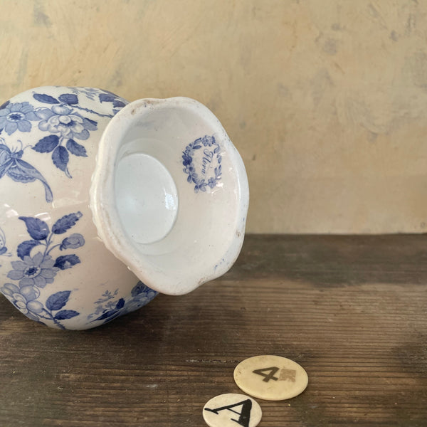 1830s Antique Blue Floral Transfer Jug