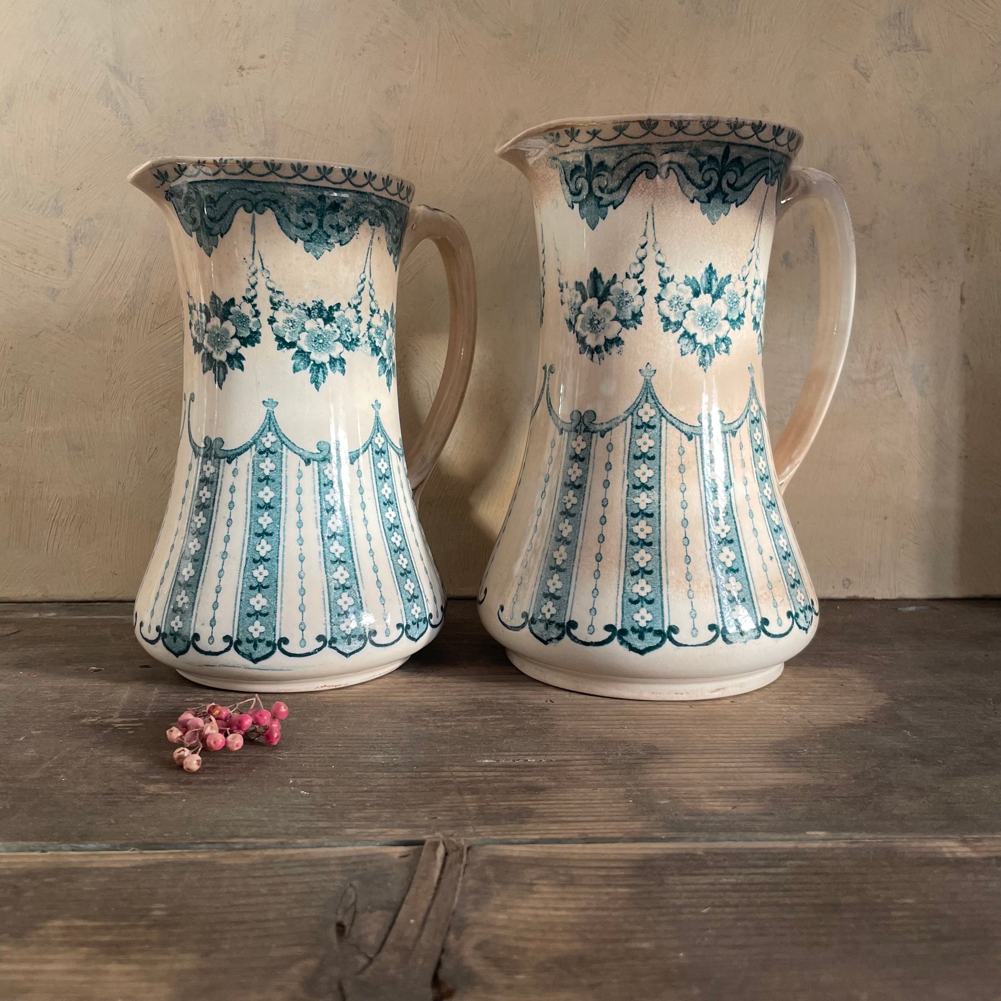 Pair Victorian Patterned Jugs