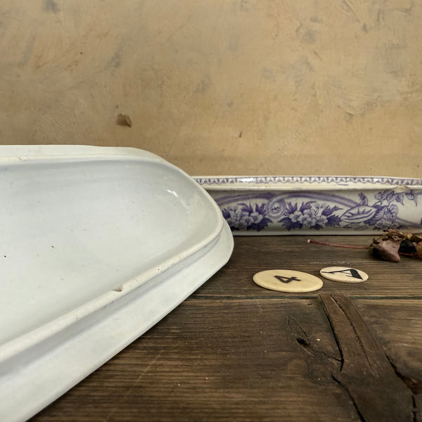 Antique Floral White and Purple Toothbrush Dish