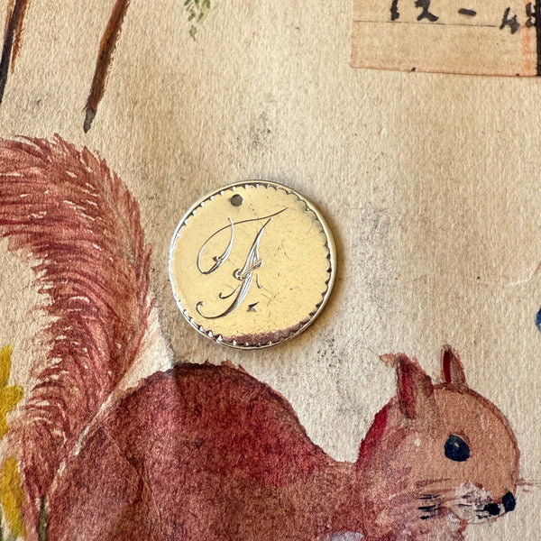 Victorian F Love Token Charm