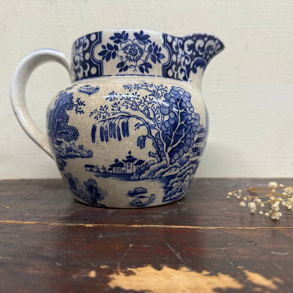 Antique Victorian Blue Floral Jug