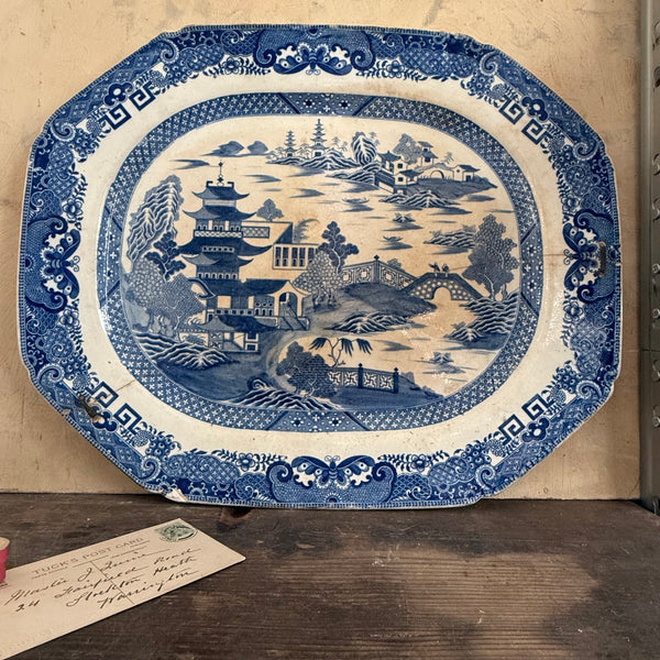 Antique Large Staple Repair Platter