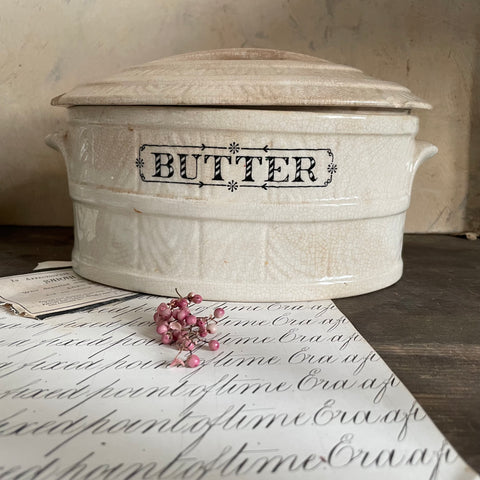 Victorian Worn & Weathered Butter Dish with Lid