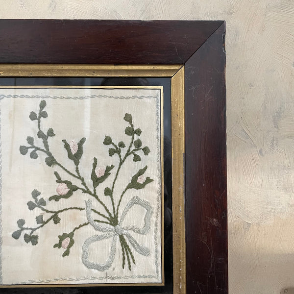 Antique 19th Century Embroidery in a Frame