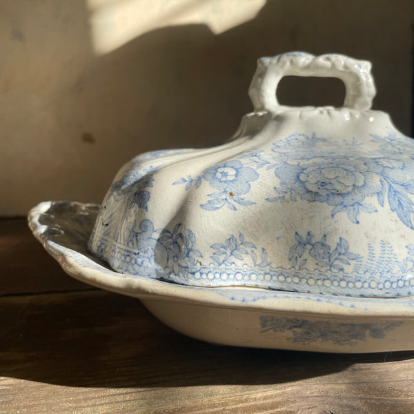 Antique Blue Transferware Tureen