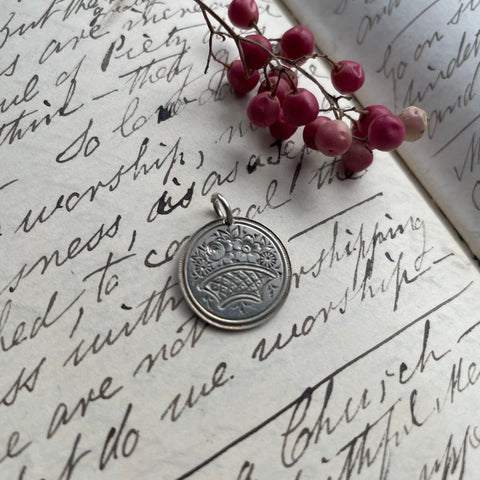 Victorian Flower Basket Love Token Charm