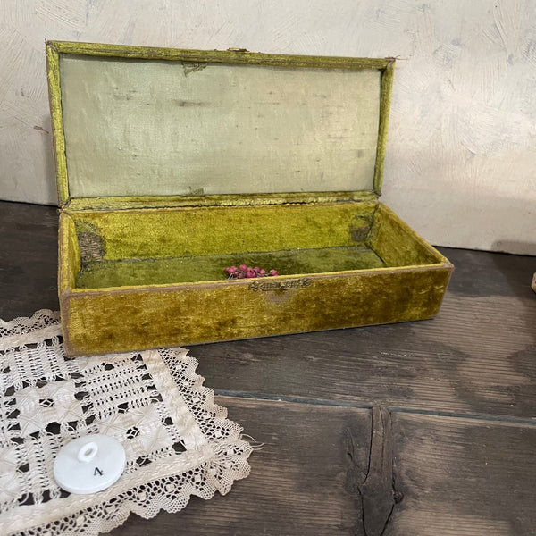 Antique Green Velvet Box