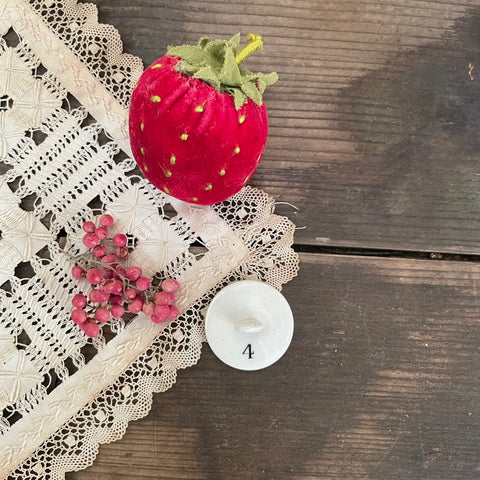 Antique Velvet Strawberry Pin Cushion
