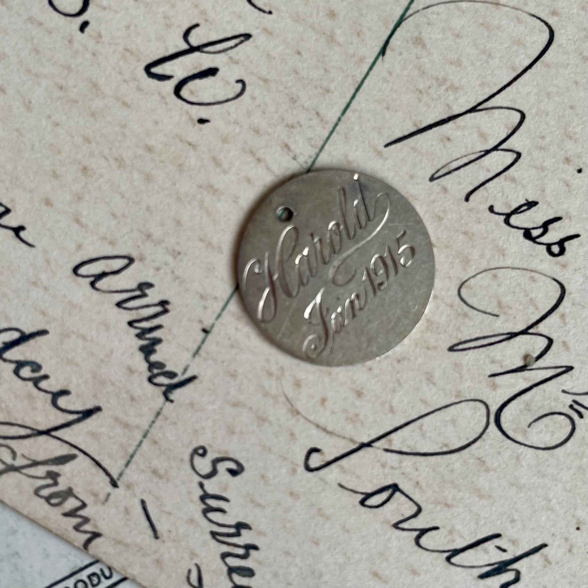 Victorian Harold Jan 1915 Love Token Charm