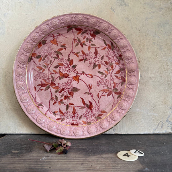 Antique Pink Floral Plate