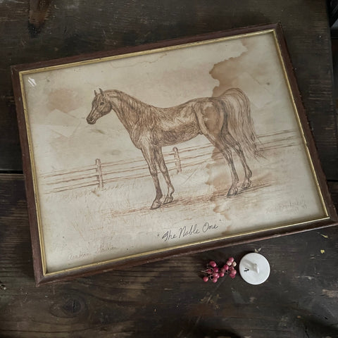Vintage Framed Horse Sketch