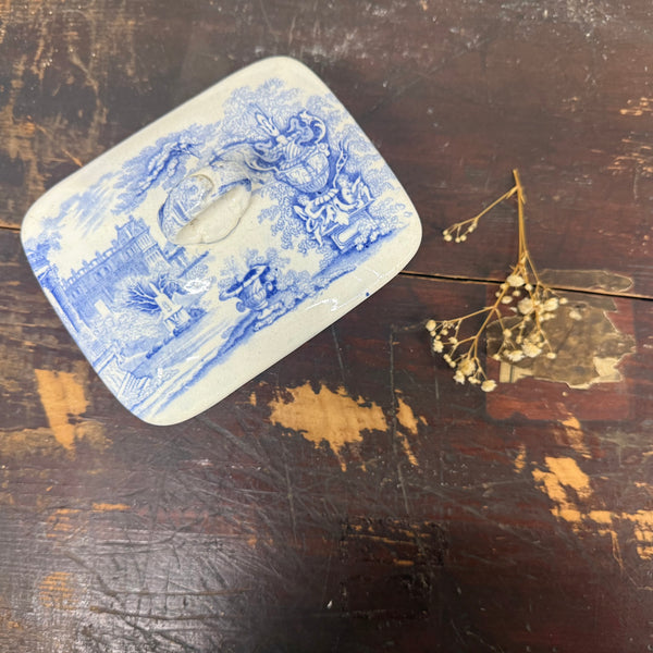 Antique Victorian Blue Transfer Soap Dish
