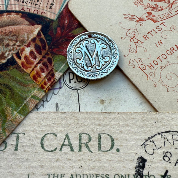 Victorian M Love Token Charm