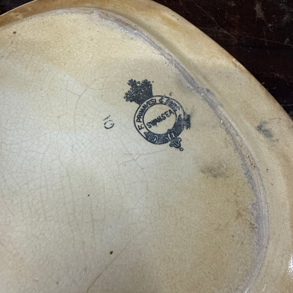 Antique Swansea Pottery Black Transferware Plate