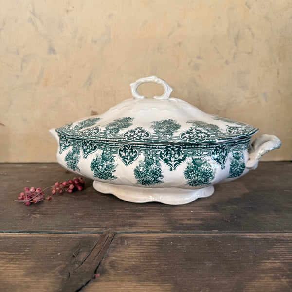 Antique Blue Transferware Tureen