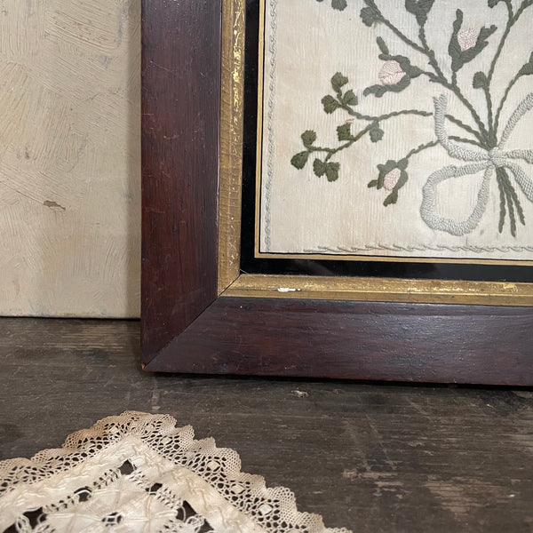 Antique 19th Century Embroidery in a Frame