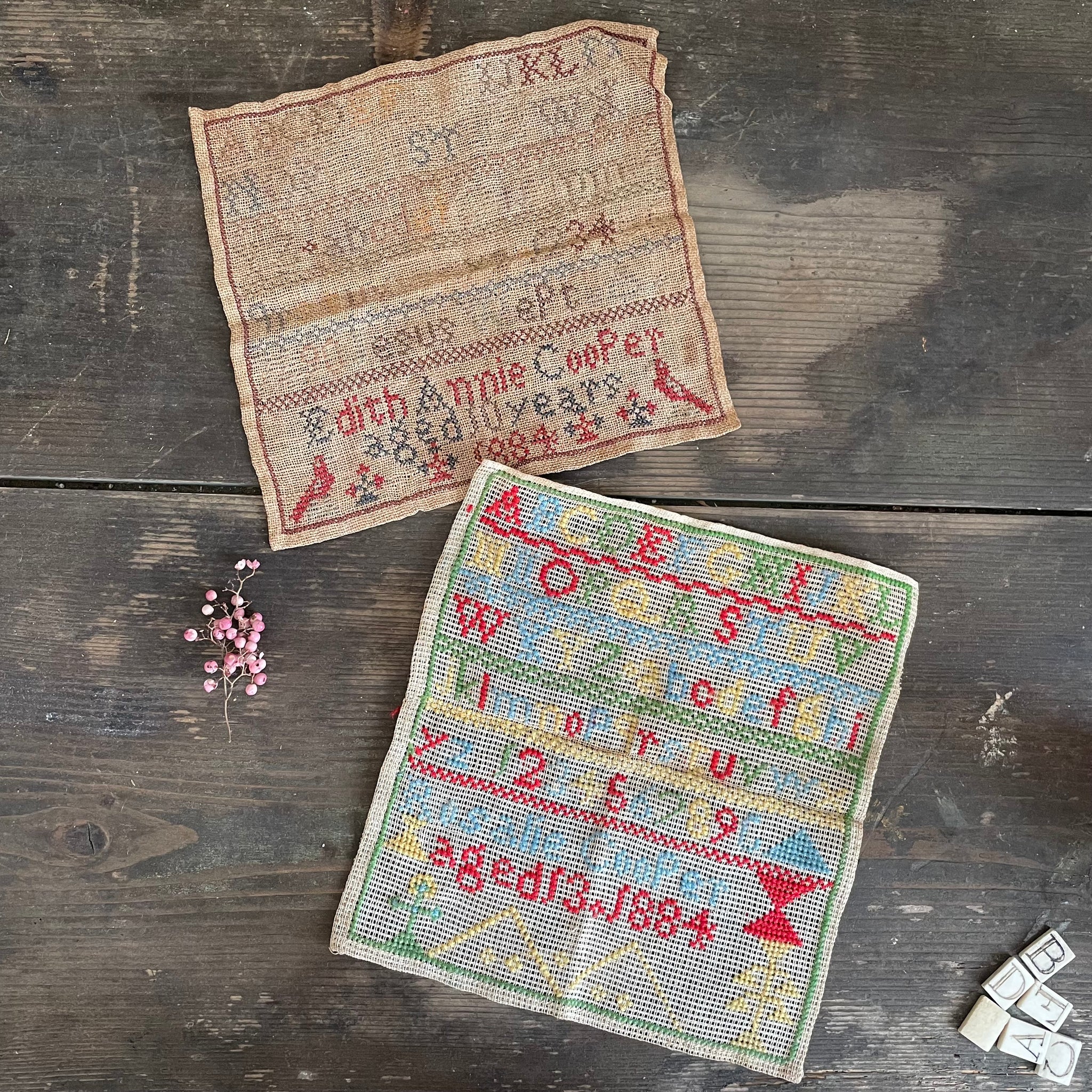 Antique 1884 Sister Samplers