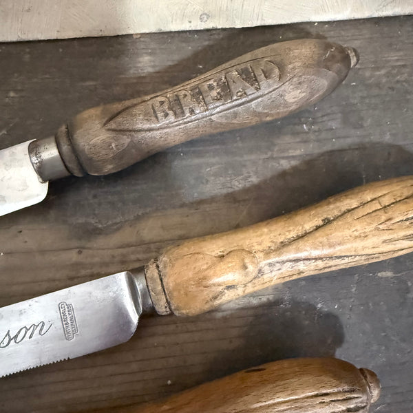 Antique Carved Handle Bread Knives