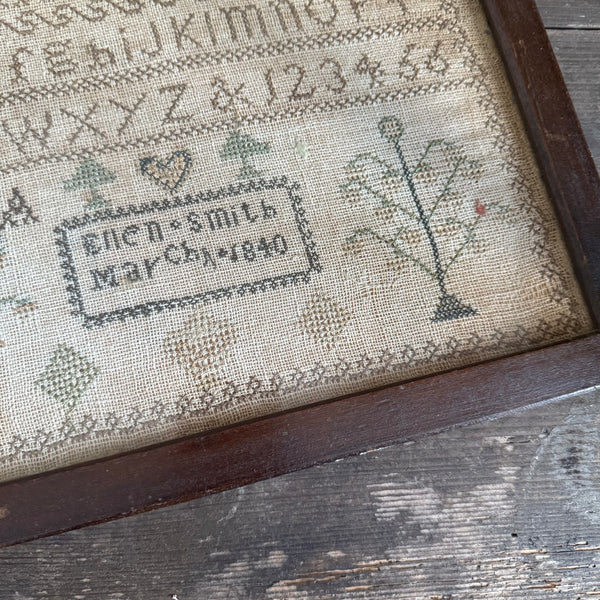 Beautiful Antique 1840 Sampler