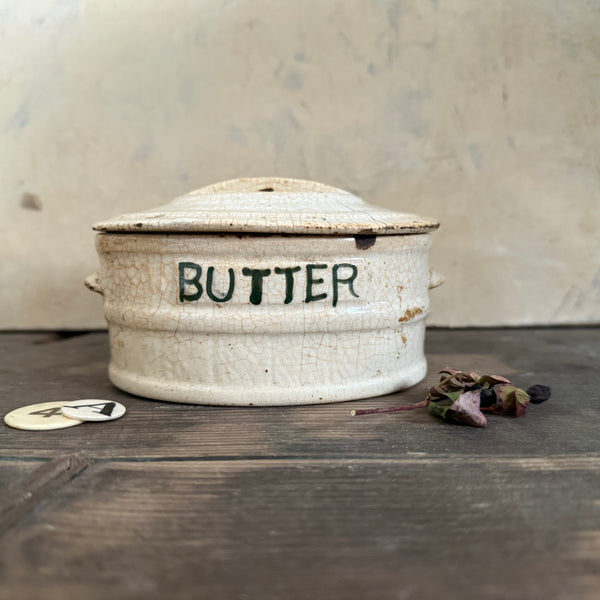 Victorian Butter Stained Dish with Lid