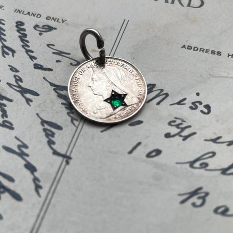 Victorian Gem Stone / Allan Love Token Charm
