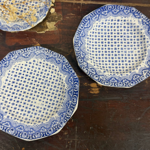 Victorian Blue Transfer Child Tea Set Plates
