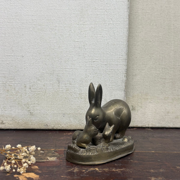 Antique Brass Rabbit Paper Weight