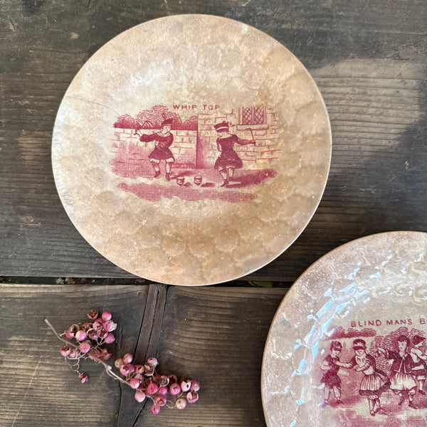 Antique Stained Pink Transfer Plates