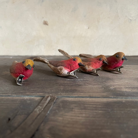 Four Vintage Robin Tree Decorations