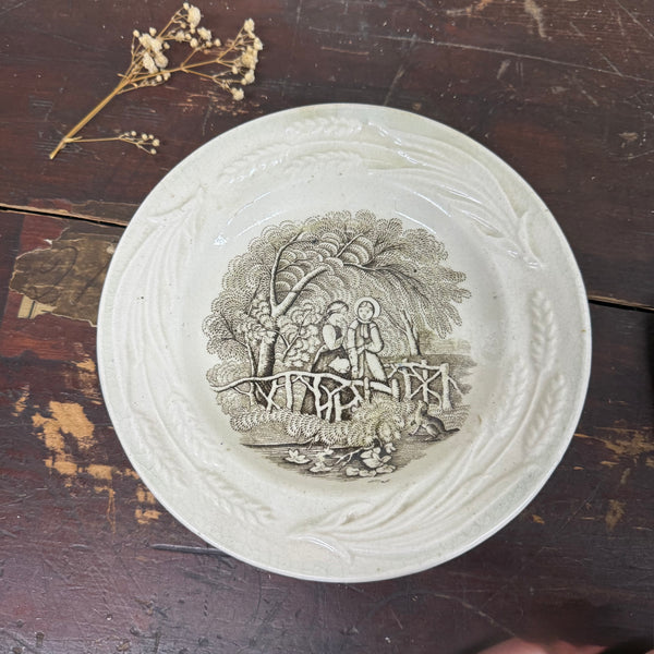 Victorian 1880s Garden Walk Transfer Plate
