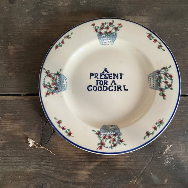 Vintage 'A Present for a Good Girl' Plate