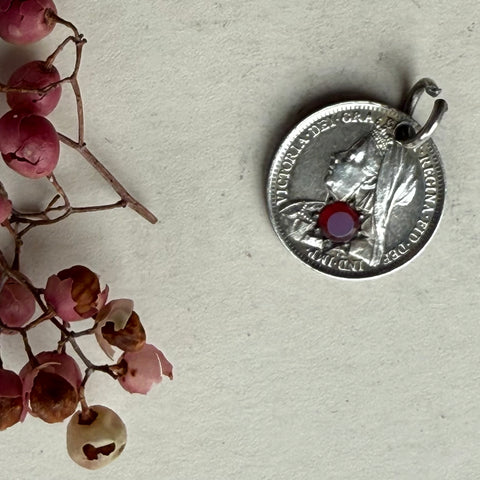 Victorian Red Paste Gem Love Token Charm