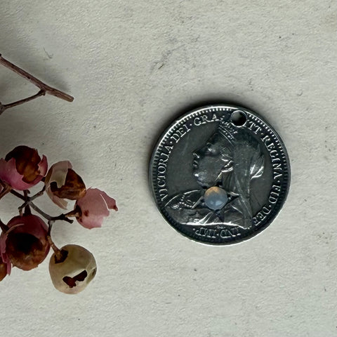 Victorian Moon Stone Gem Love Token Charm