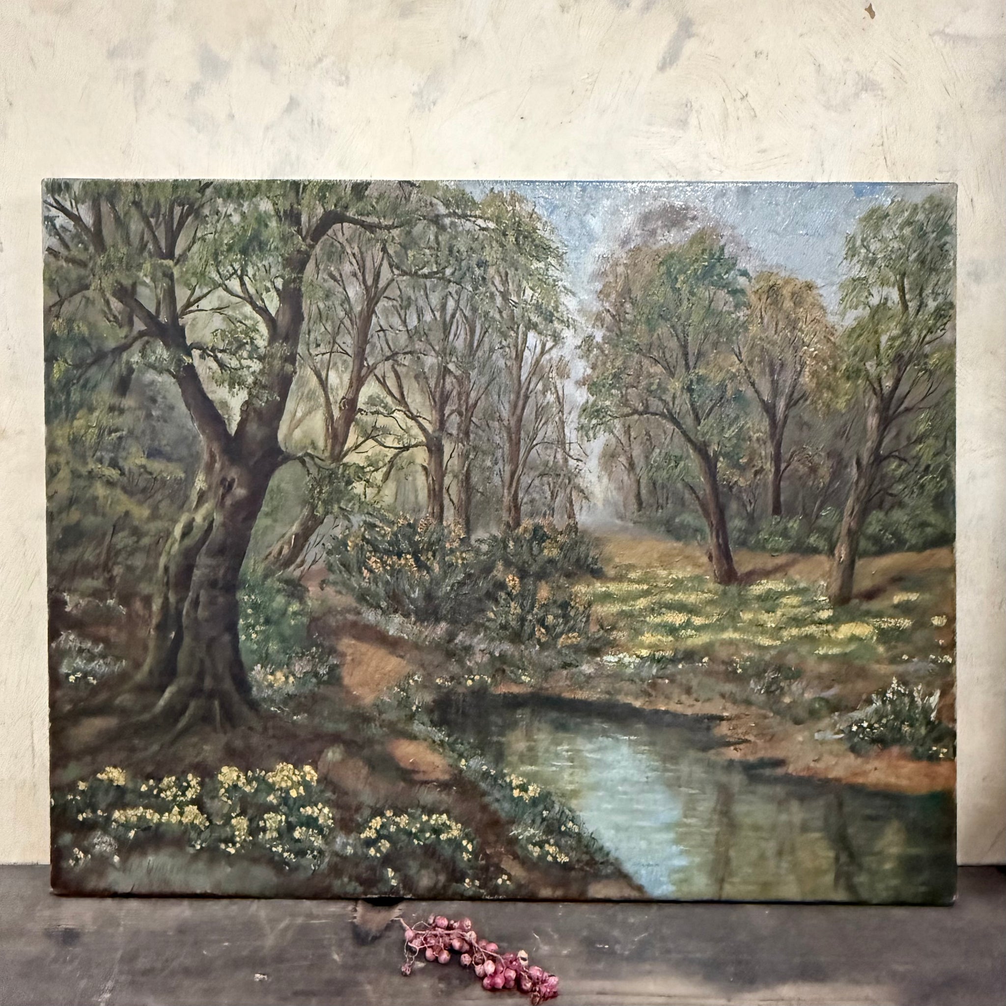 Antique Forest Painting on Canvas
