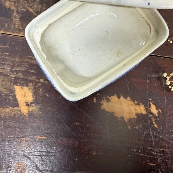 Antique Victorian Blue Transfer Soap Dish