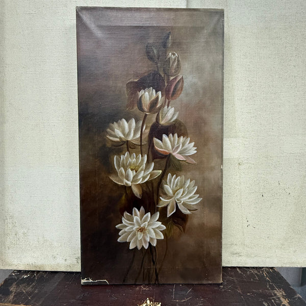 Antique Floral Oil Painting on Canvas