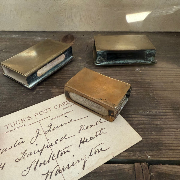 Antique Brass Match Box Case