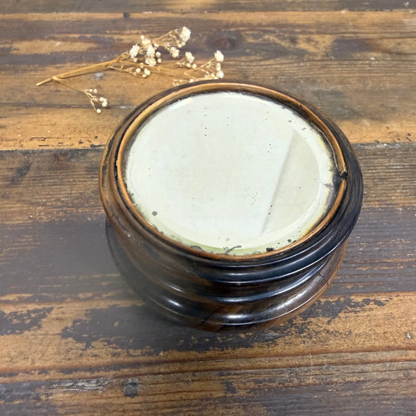Antique 19th Century Wood Mirror Lid Pot