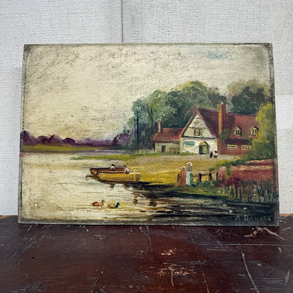Antique Boat Painting on Board