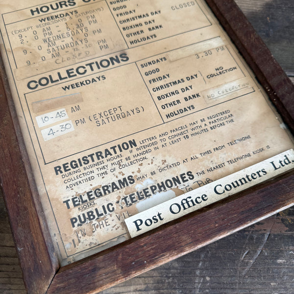 Vintage Post Office Business Hours