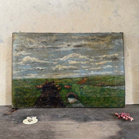 Antique Field Painting on Canvas
