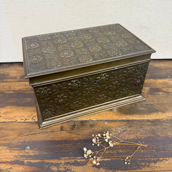 Antique Metal Floral Embossed Box