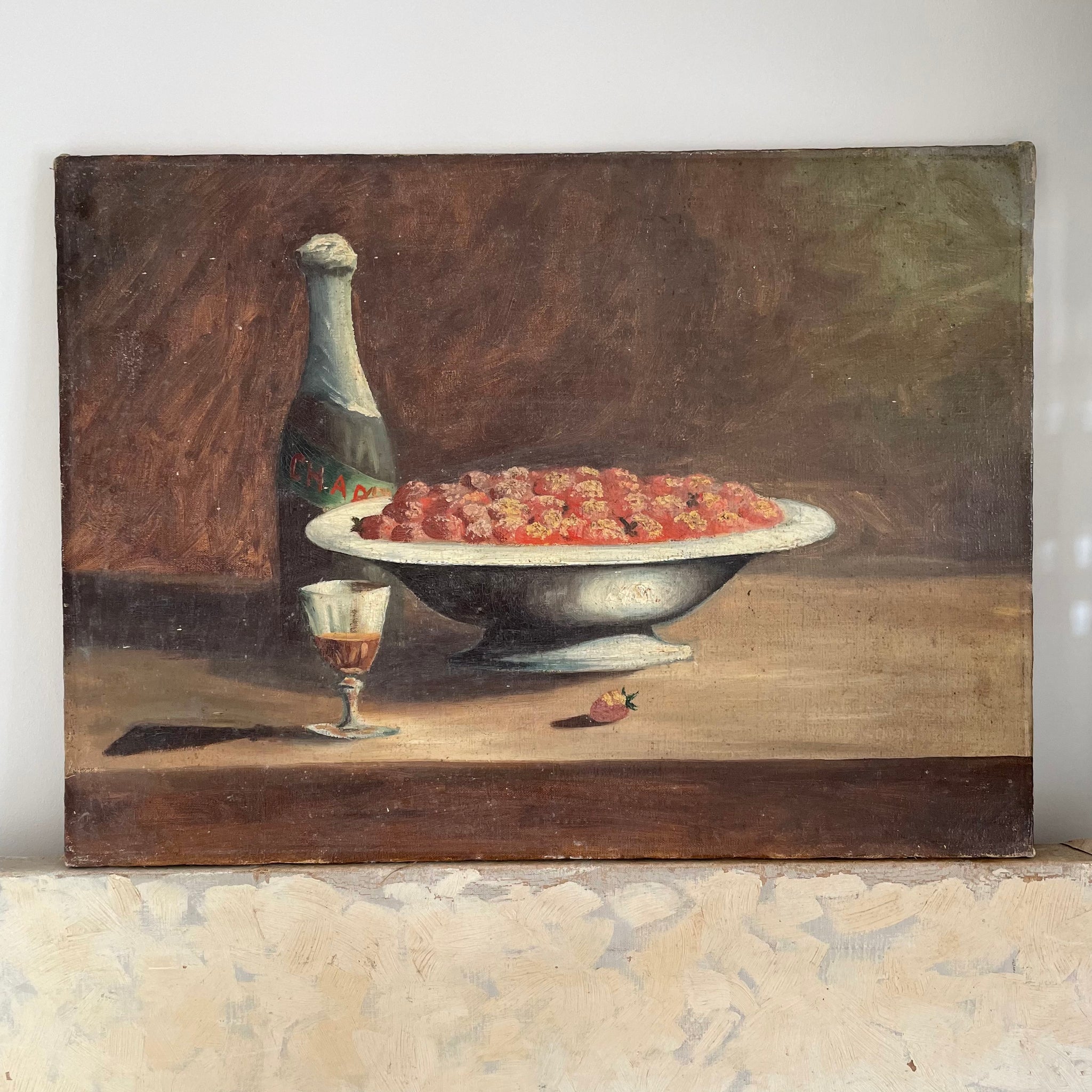 French Strawberries & Champagne Painting