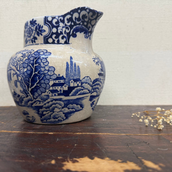Antique Victorian Blue Floral Jug