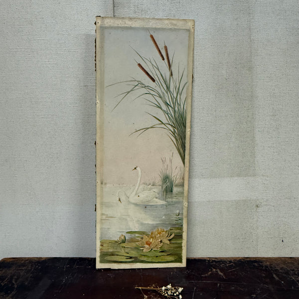 Antique 1916 Swan Watercolour Painting on Board