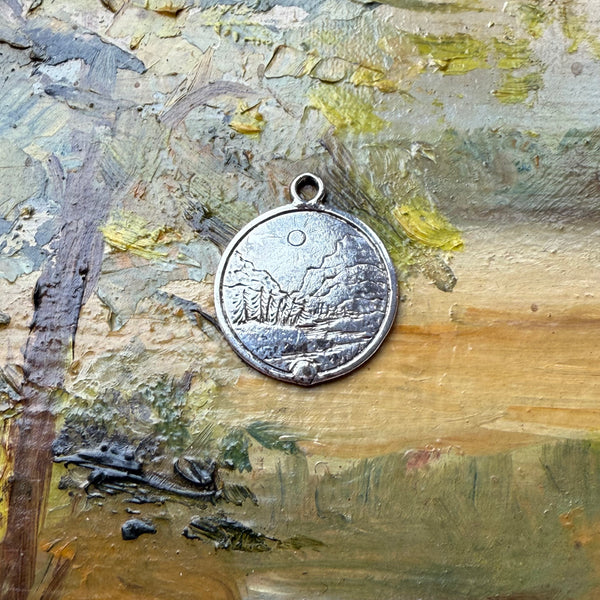Victorian Mountain Scene Love Token Charm